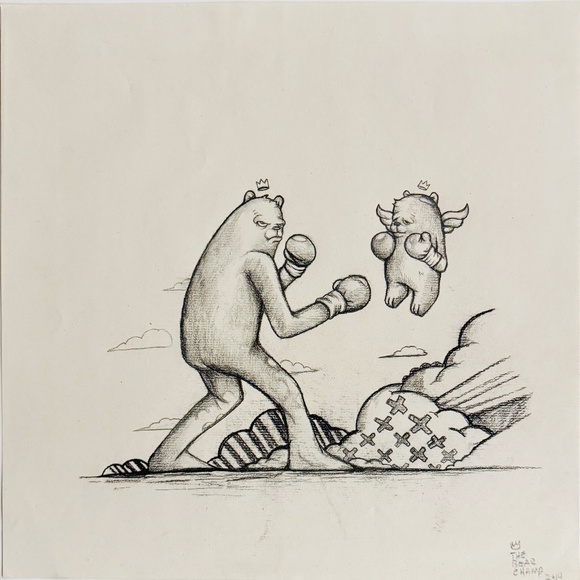 Jc Rivera "Bear Champ" Screenprint With Original Drawing, 2014 - Unframed - Picture 3 of 12